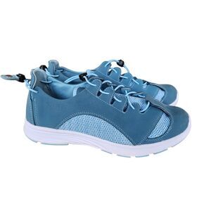 Pandere Barista Blue Leather Comfort Shoes Women’s 10 W Adjustable Swollen Feet